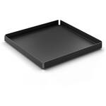 LED kaarsen met deksel - 3x - beton wit - met zwart rond dienblad 29,5 cm