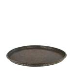 LED kaarsen - 3x st - jade groen - met zwart rond dienblad 22 cm
