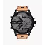 Diesel DZ7406 heren chronograaf Mr. Daddy 2.0 bruin lederen band horloge 57 mm
