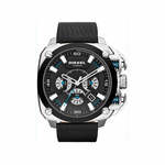 Diesel DZ4344 Horloge Mega Chief Chrono staal-leder zwart-goudkleurig 51 mm