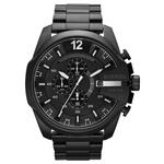Diesel Heren Mr. Daddy zwart lederen chronograaf horloge DZ7127