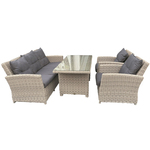 Teramon lounge-diningset - 6-delig - carbon black - rope taupe - desert sand - light teak Vironwood