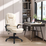 HOMCOM bureaustoel, ergonomisch, 6-punts vibrerende massage met warmtefunctie, draaibaar, comfortabel voor werk of gaming, beige | Aosom.nl