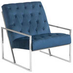 Leren fauteuil believe, blauw leer, blauwe stoel