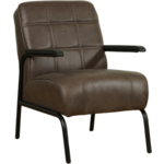 Leren fauteuil glamour 21 bruin, bruin leer, bruine stoel