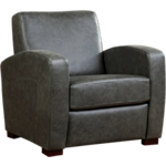 Leren fauteuil hug 47 grijs, grijs leer, grijze stoel