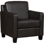Donkergrijze leren landelijke fauteuil Smart - poot hout zwart - Granada leer Graphite (donkergrijs leer)