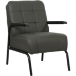 Donkergrijze leren moderne fauteuil Trust - staal zwart - Toledo Leer Antracite (donkergrijs leer)