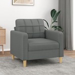 Set van 2 Donkergrijze leren landelijke fauteuils Smart - poot hout zwart - Granada leer Graphite (donkergrijs leer)