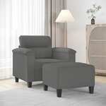 Fauteuil met voetenbank 60 cm microvezelstof donkergrijs