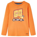 Kindershirt met lange mouwen racewagenprint 104 donkeroranje