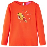 Kindershirt met lange mouwen vogelprint 116 donkeroranje