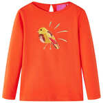 Kindershirt met lange mouwen vogelprint 104 donkeroranje