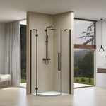 Douchecabine Van Rijn ST05 Kwartrond Aluminium 90x200 cm 8 mm Helder Glas Chroom