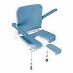 Douchestoel Duo Deluxe 2 in 1 | Muurbevestiging | Met armleuningen, rugleuning en verstelbare poten | Blauw met wit | VB651