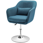 HOMCOM Verstelbare Draaistoel in Lichtblauw - Comfortabel en Stijlvol met Linnenachtige Polyesterbekleding, 60 x 60 x 79-91 cm