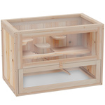 PawHut houten knaagdierenkooi, ruime muizenkooi, ideaal voor ratten en chinchilla's, veilig en duurzaam, 60 x 35 x 42 cm, natuurlijk hout | Aosom.nl