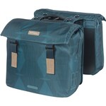 Basil elegance dubbele fietstas - gerecycled pet polyester - waterkerende vouwsluiting - mik systeem - estate blue