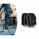 Basil elegance dubbele fietstas, gerecycled pet, waterkerend, mik, zwart, 40-49l