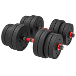 HOMCOM 2-in-1 Halterset 30 kg - Verstelbare Dumbbell & Halter, Professionele Krachttraining - Zwart