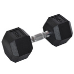 HOMCOM hexagon dumbbell, gietijzeren gewichten, rubberen handvatten, antislip ontwerp, ideaal voor krachttraining, 1 x 15 KG, zwart | Aosom.nl