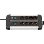 Brennenstuhl Premium-Alu-Line techniek stekkerdoos 8-voudig Duo zwart 3m H05VV-F 3G1,5 4-voudige schakelbare stop - 1391000908