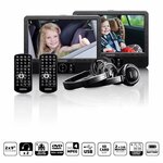 Denver MTW-1098 Draagbare DVD-speler 25.4 cm 10 inch Energielabel: D (A - G) Werkt op een accu, Incl. 12 V auto-aansluitkabel, Incl. tweede beeldscherm Zwart