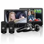 LENCO DVP-939 - 2x9" Portable DVD speler met USB,SD, ingebouwde batterij- Zwart