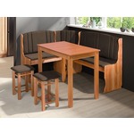 Eethoek XIRO met hoekbank en stoelen wit elzenhout