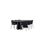 Isolde eethoek tafel zwart en 4 Montros stoelen zwart.