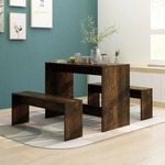 Bootcut eethoek tafel zwart en 6 Polar stoelen zwart.