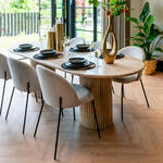 Light & Living Ronde Eettafel Rianne Marmer, 100cm - Taupe/Mat Zwart