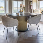 Richmond Ovale Eettafel Ritz Travertin en eiken, 240 x 110cm - Bruin - Ovaal