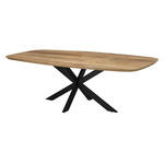 Richmond Eettafel Blackbone Eikenhout en Staal, Brass, 220 x 100cm - Zwart