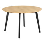 Eleonora Ronde Eettafel Aikin Travertin en Mangohout, 130cm - Beige - Japandi