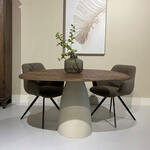 Bendt Ronde Eettafel Lasonya Marmer, 130cm - Bruin