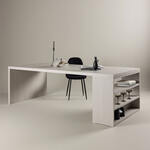 Nohr Eettafel Hal Betonlook en glas, 180 x 90cm - Lichtgrijs