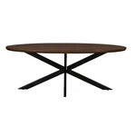 Livingfurn Ovale Eettafel Lifestyle Mangohout, 210 x 110cm - Donkerbruin - Ovaal