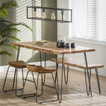 Massief houten eettafel BARRACUDA 220cm naturel teakhout incl. glazen blad zwart metalen poten X-frame - 39699
