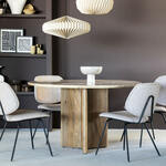 Eleonora Ronde Eettafel Xavi Marmer en mangohout, 130cm - Naturel - Japandi