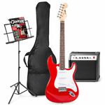 MAX GigKit elektrische gitaar set met o.a. gitaarstandaard - Zwart