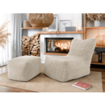 Fauteuil SEVER beige met poef
