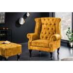 Chesterfield vleugelfauteuil antiekgrijs met knoopstiksel en veerkern - 37473