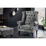 Design fauteuil CHESTERFIELD 110cm matzwart knoopstiksel veerkern - 41448
