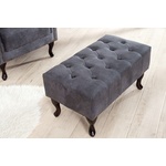 Chesterfield voetenbank 80cm antiek bruin met knoopstiksels en klinknagels - 19449