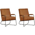 Set van 2 Cognac leren moderne design fauteuils Crossover - Rancho Leer Cognac (cognac leer)