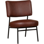 Donkercognac leren moderne retro fauteuil Rondo - Granada leer Cognac (donkercognac leer)
