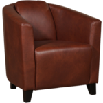 Donkercognac leren landelijke kuipstoel Press - poot hout zwart - Granada leer Cognac (donkercognac leer)