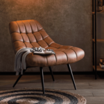 Leren kuipstoel Press Special - Vintage Leer Cognac - Hout zwart