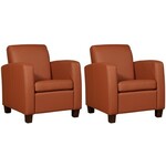 Set van 2 Cognac leren landelijke fauteuils Smart - poot hout zwart - Granada leer Savannah (cognac leer)